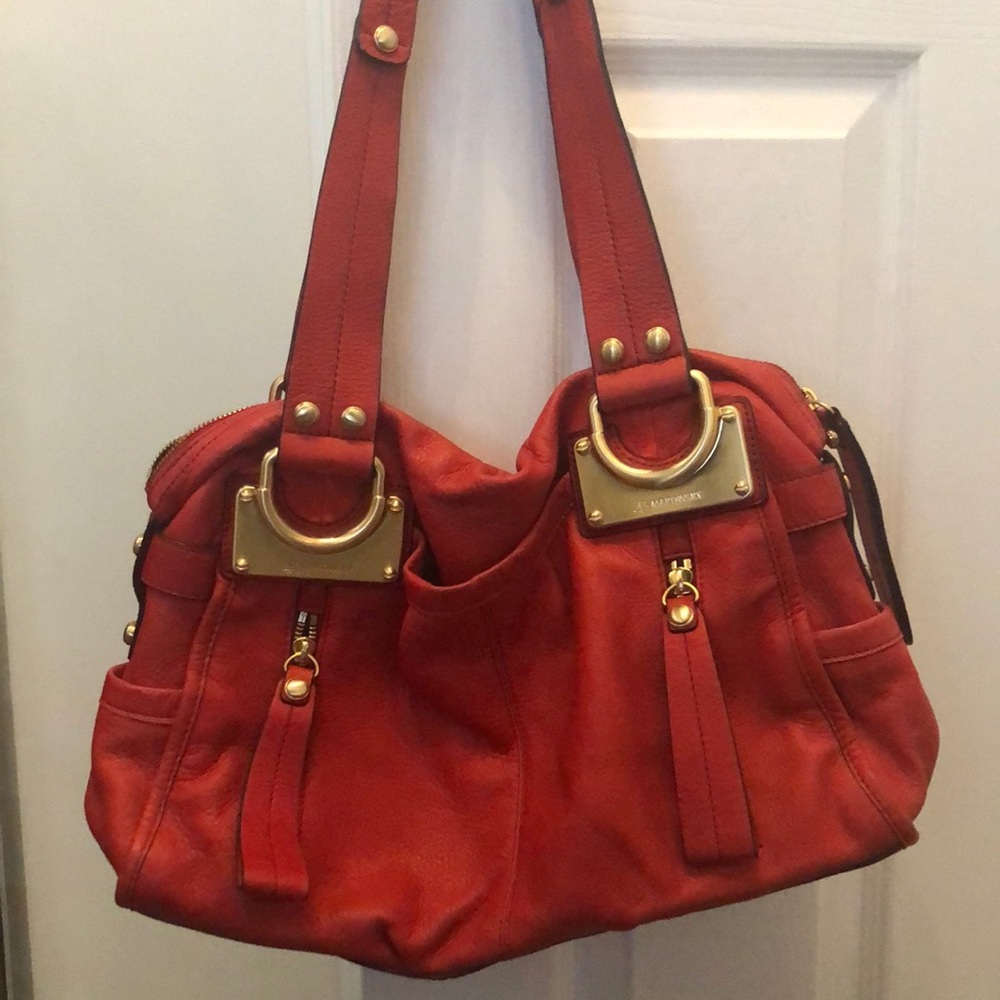 Red leather B Makowsky shoulder bag